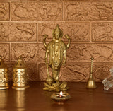 White Whale Brass Lord Vishnu Standing Religious Brass Statue Home Decor Figurine