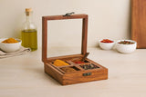 Whitewhale  Handmade Wooden Spice box with Clear Hinged Lid Tea Masala Chest