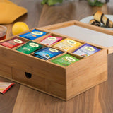 White Whale Wooden Tea Box Storage Organizer Taller Size Holds 120+ Standing or Flat Tea Bags