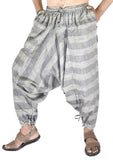 Whitewhale Mens Cotton Stripe Harem Pants Pockets Yoga Trousers Hippie