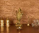 White Whale Brass Lord Vishnu Standing Religious Brass Statue Home Decor Figurine