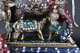 White Whale Kamdhenu Cow & Baby Cow Brass Statue Religious Strength Sculpture Idol
