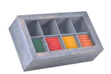 White Whale Tea Box Storage Natural Tea Chest Tea Bag Holder 8 Adjustable Tea Chest Compartments with Glass Window