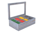 White Whale Tea Box Storage Natural Tea Chest Tea Bag Holder 8 Adjustable Tea Chest Compartments with Glass Window
