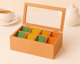 White Whale Wooden Tea Box Storage Organizer Taller Size Holds 120+ Standing or Flat Tea Bags
