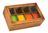 White Whale Wooden Tea Box Storage Natural Tea Chest Tea Bag Holder 8 Adjustable Tea Chest Compartments with Glass Window