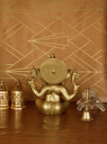 White Whale Lord Ganesha Brass Statue Hindu Religious Lord Ganesh Sculpture Figurine Ideal for Gift & Home Decor