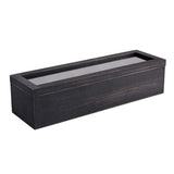 White Whale Tea Box Storage Natural Tea Chest Tea Bag Holder 5 Adjustable Tea Chest Compartments with Glass Window