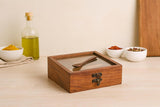 Whitewhale  Handmade Wooden Spice box with Clear Hinged Lid Tea Masala Chest