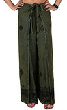 Whitewhale Womens Split Wide Leg Long Embroidered Rayon Wrap Palazzo Pant