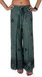 Whitewhale Womens Split Wide Leg Long Embroidered Rayon Wrap Palazzo Pant