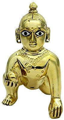 White Whale Brass God Lord Krishna Laddu Gopal/Bal Gopal/Thakur Ji Brass Bhagwan Idol Statue Murti