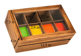 White Whale Wooden Tea Box Storage Natural Tea Chest Tea Bag Holder 8 Adjustable Tea Chest Compartments with Glass Window