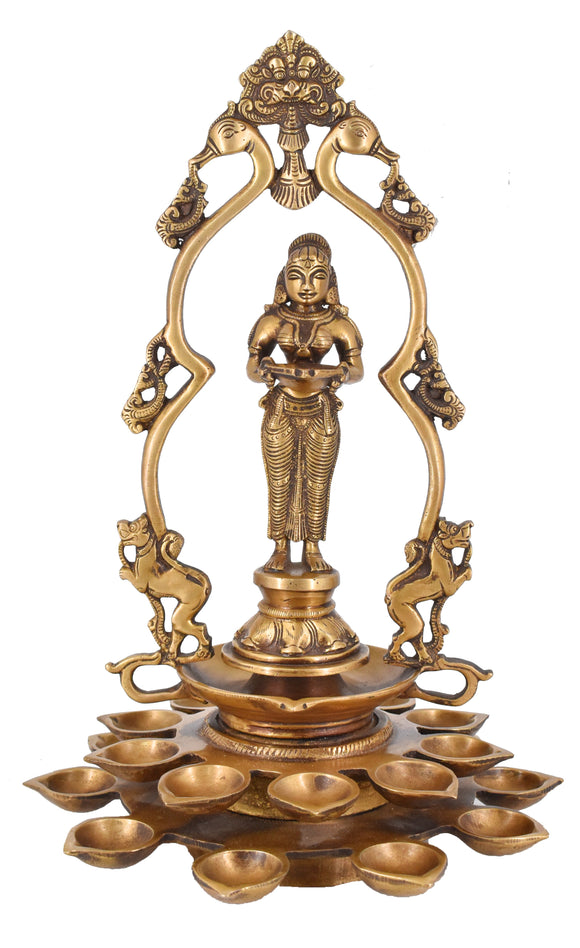 White Whale Brass Deeplaxmi Statue Oil Lamp Laxmi Diya Holding Lady Home Decor