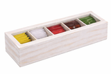 White Whale Wooden Tea Box Storage Natural Tea Chest Tea Bag Holder 5 Adjustable Tea Chest Compartments with Glass Window