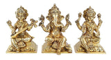 Ganesha Statue Goddess Lakshmi Statue Saraswati Statue in Brass Laxmi Ganesh Saraswati Idol Figurine Hindu Gods of Good Luck Wealth Wisdom