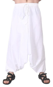 Whitewhale Mens Women Cotton Solid Aladdin Loose Baggy Boho Hippie Harem Pants