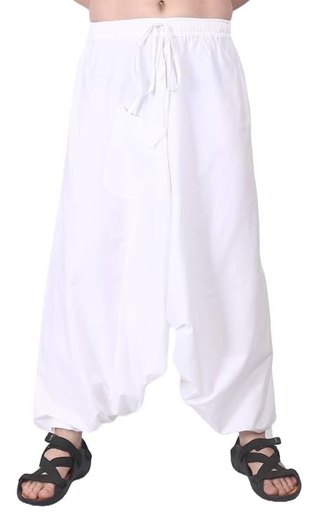 Whitewhale Mens Women Cotton Solid Aladdin Loose Baggy Boho Hippie Harem Pants