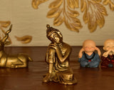White Whale Brass Idol Murti Statue Buddha Resting Showpiece for Home Decoration Office Religious Office Table Vastu Good Luck Gift Height 3.5 Inch