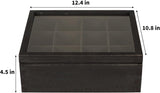 White Whale Tea Storage Chest Adjustable 12 Compartment Tea Bags Organizer Container Tea Box with Glass Window