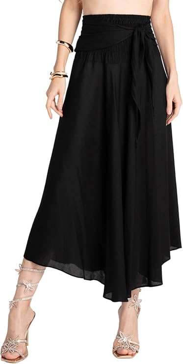 Whitewhale Solid Long Skirts for Women | 2-in-1 Boho Dress & Maxi Skirt for Bohemian Festivals, Vacation & Casual wear