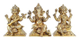 Ganesha Statue Goddess Lakshmi Statue Saraswati Statue in Brass Laxmi Ganesh Saraswati Idol Figurine Hindu Gods of Good Luck Wealth Wisdom