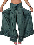 Whitewhale Womens Split Wide Leg Long Embroidered Rayon Wrap Palazzo Pant