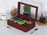 White Whale Tea Box Storage Chest Adjustable Compartment Tea Bags Organizer Container Tea Box with Glass Window