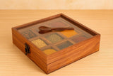 Whitewhale  Handmade Wooden Spice box with Clear Hinged Lid Tea Masala Chest