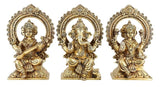 Ganesha Statue Goddess Lakshmi Statue Saraswati Statue in Brass Laxmi Ganesh Saraswati Idol Figurine Hindu Gods of Good Luck Wealth Wisdom