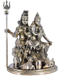 White Whale Brass Shiv Parivar Statue, Big Brass Shiva Family Statue, Shiva-Parvati Idol with Baby Ganesh & Murugan Kartikeya, Siva Pariwar