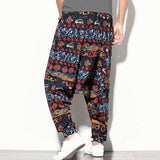 Whitewhale Mens Cotton Printed Harem Pants Pockets Yoga Trousers Hippie