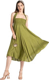Whitewhale Solid Long Skirts for Women | 2-in-1 Boho Dress & Maxi Skirt for Bohemian Festivals, Vacation & Casual wear