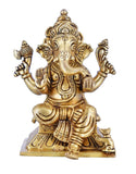Whitewhale Brass Mangalkari Ganesha Statue Bhagwan Idol Ganesha Statue Ganpati Murti Home Decor