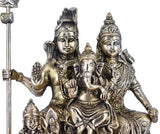 White Whale Brass Shiv Parivar Statue, Big Brass Shiva Family Statue, Shiva-Parvati Idol with Baby Ganesh & Murugan Kartikeya, Siva Pariwar