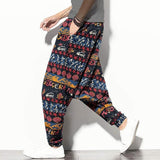 Whitewhale Mens Cotton Printed Harem Pants Pockets Yoga Trousers Hippie
