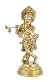 White Whale Brass Hindu God Lord Krishna Bhagwan Lord Krishna Idol Statue Murti