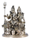 White Whale Brass Shiv Parivar Statue, Big Brass Shiva Family Statue, Shiva-Parvati Idol with Baby Ganesh & Murugan Kartikeya, Siva Pariwar