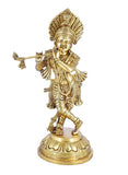 White Whale Brass Hindu God Lord Krishna Bhagwan Lord Krishna Idol Statue Murti