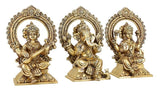 Ganesha Statue Goddess Lakshmi Statue Saraswati Statue in Brass Laxmi Ganesh Saraswati Idol Figurine Hindu Gods of Good Luck Wealth Wisdom