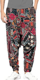 Whitewhale Mens Cotton Printed Harem Pants Pockets Yoga Trousers Hippie