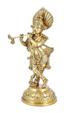 White Whale Brass Hindu God Lord Krishna Bhagwan Lord Krishna Idol Statue Murti