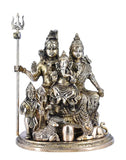 White Whale Brass Shiv Parivar Statue, Big Brass Shiva Family Statue, Shiva-Parvati Idol with Baby Ganesh & Murugan Kartikeya, Siva Pariwar