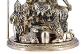White Whale Brass Shiv Parivar Statue, Big Brass Shiva Family Statue, Shiva-Parvati Idol with Baby Ganesh & Murugan Kartikeya, Siva Pariwar