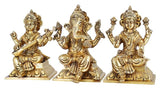 Ganesha Statue Goddess Lakshmi Statue Saraswati Statue in Brass Laxmi Ganesh Saraswati Idol Figurine Hindu Gods of Good Luck Wealth Wisdom
