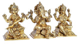 Ganesha Statue Goddess Lakshmi Statue Saraswati Statue in Brass Laxmi Ganesh Saraswati Idol Figurine Hindu Gods of Good Luck Wealth Wisdom
