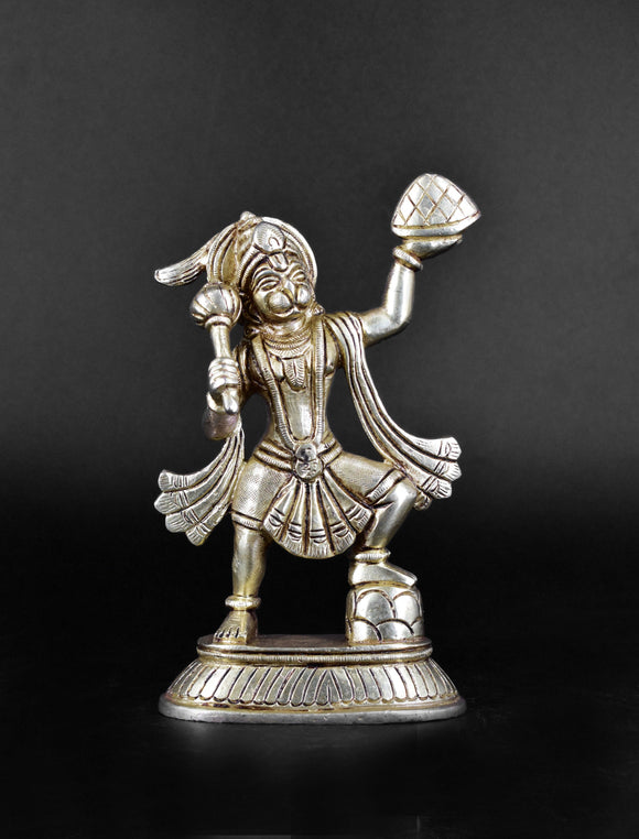 White Whale Brass Lord Hanuman Lifting Mountain Statue Hindu God Idols Balaji/ Bajrangbali Murti for Gift & Home Decor
