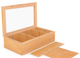 Whitewhale Wooden Tea Box Storage Natural Tea Chest Tea Bag Holder with Glass Window