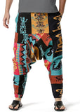 Whitewhale Mens Cotton Printed Harem Pants Pockets Yoga Trousers Hippie