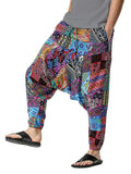 Whitewhale Mens Cotton Printed Harem Pants Pockets Yoga Trousers Hippie